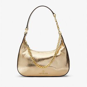 MICHAEL KORS Piper Small Metallic Snake Embossed Leather Shoulder Bag